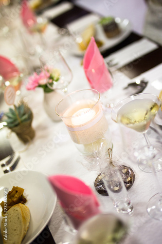 Wedding table decoration with candle