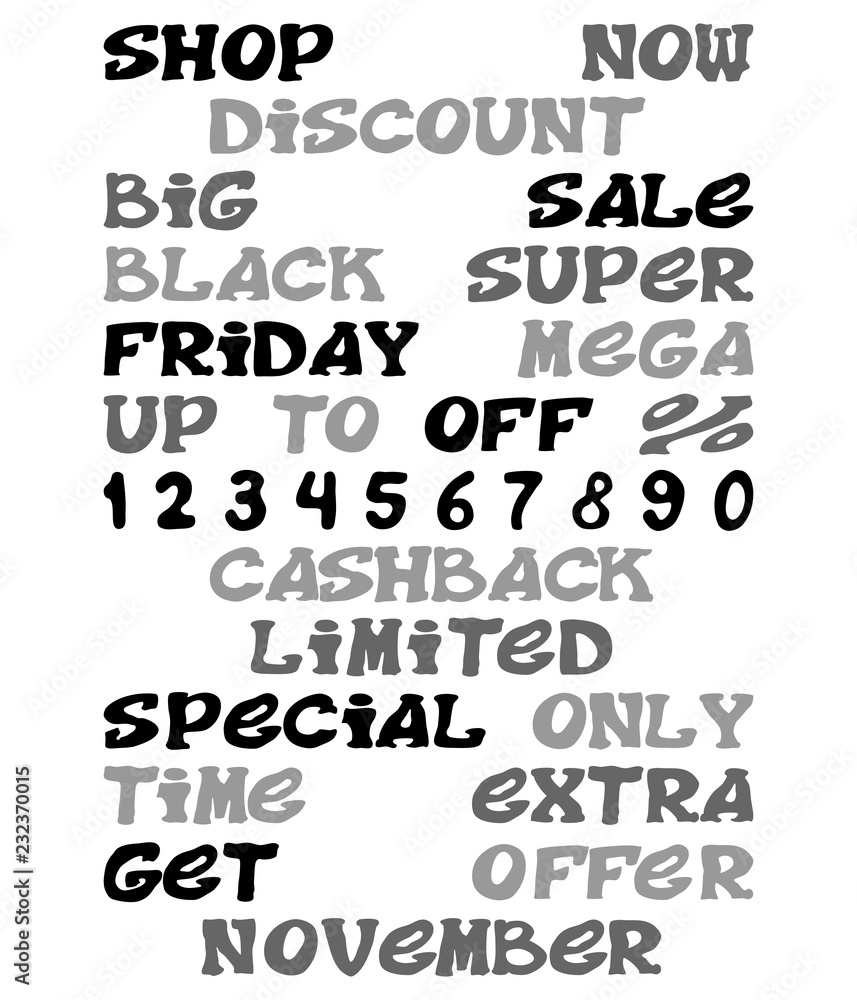Fototapeta premium numbers and inscriptions on black friday funny style