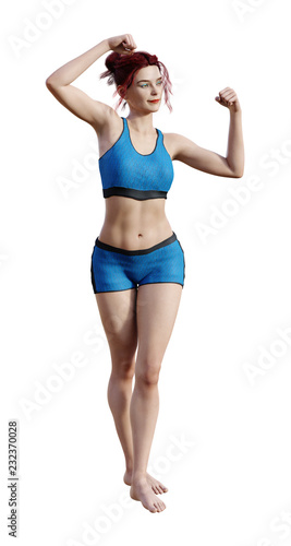 Illustration of a woman posing with her arms in the air on a white background