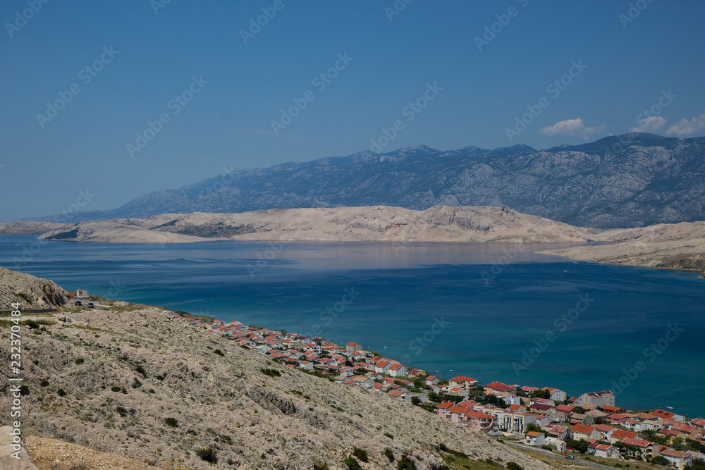view of Svetioy duh beach on Pag island, Croatia
