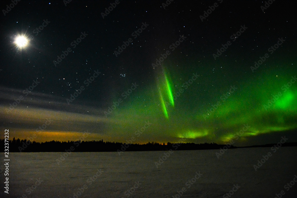 aurora borealis dancing in kuhmo, finland
