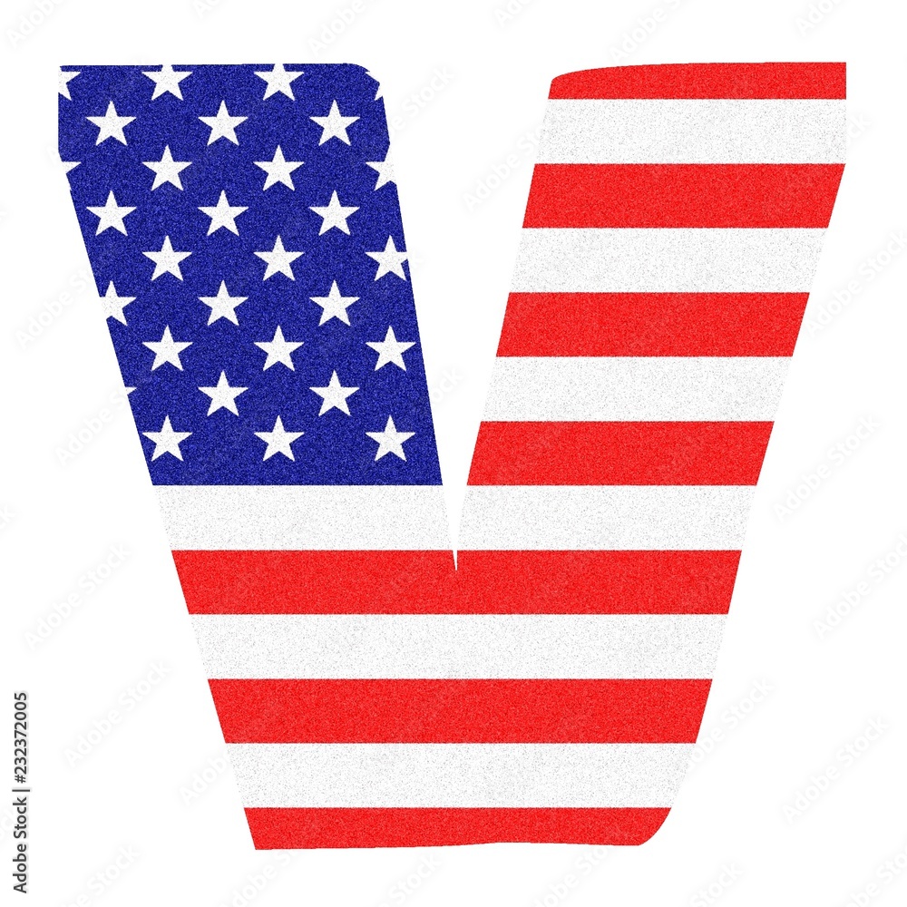 Obraz premium Letter of the Alphabet on United States of America Flag style with Black marbled Glitter