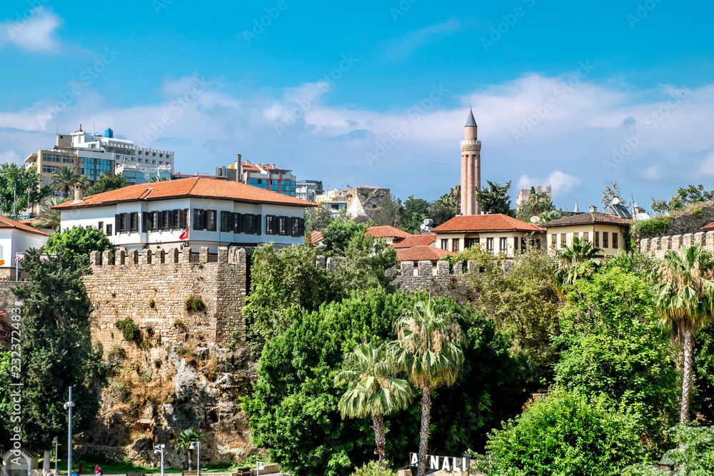 View of the mosque in the old town of Kaleici in Antalya .