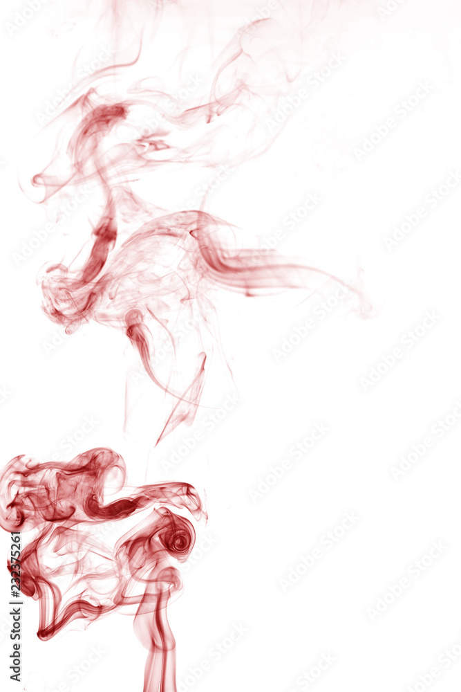 Obraz premium Red smoke movement on a white background.
