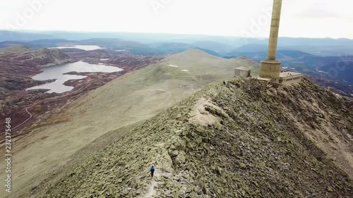 Aerial shot of mountain ridge Gaustatoppen in Norway