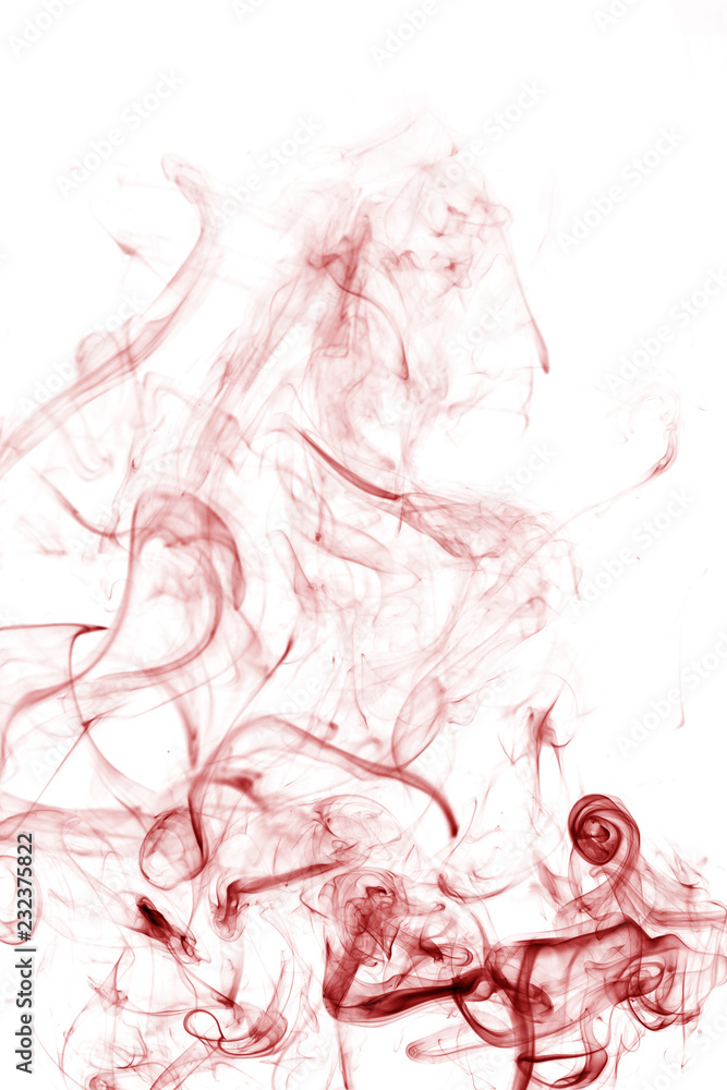 Fototapeta premium Red smoke movement on a white background.