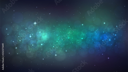 Vector background with starry space, Milky Way, beautiful nebula, cosmos