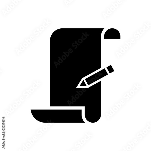 Scroll and pen glyph icon