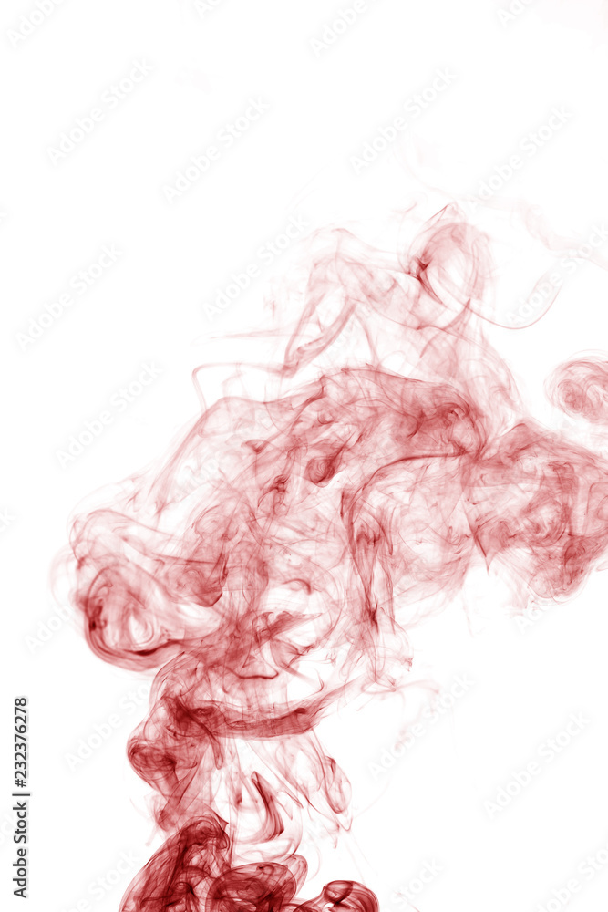 Red smoke movement on a white background. Red smoke movement on a white background.