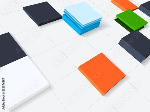 Abstract background of plane and 3d shapes. Vector illustration for presentations and polygraphy products.