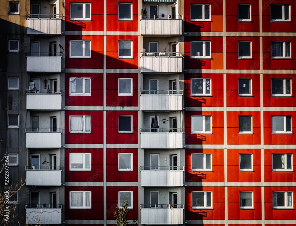 Image of front view of big building with appartements