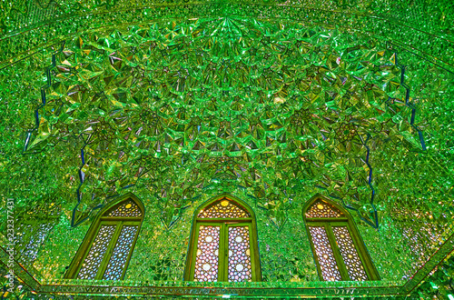 The intricate decoration of Imamzadeh Ali Ibn Hamzeh Holy Shrine, Shiraz, Iran