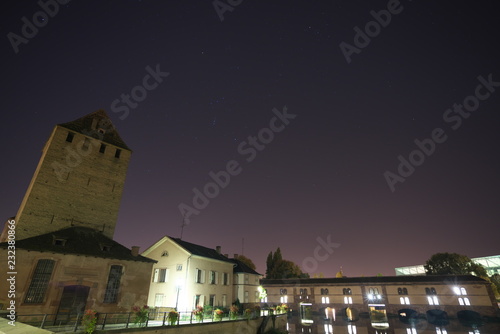 Strasbourg,France-October 13, 2018: the Vauban Dam or the the Great Lock or the Barrage Vauban is a bridge, weir and defensive work erected in the 17th century on the River Ill in Strasbourg, France photo