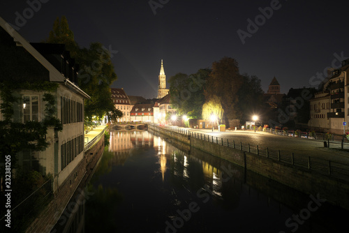 Strasbourg,France-October 13, 2018: Moulins Square or Suzanne-Lacore Square near the Vauban Dam or the Great Lock early in the morning in Strasbourg, France photo