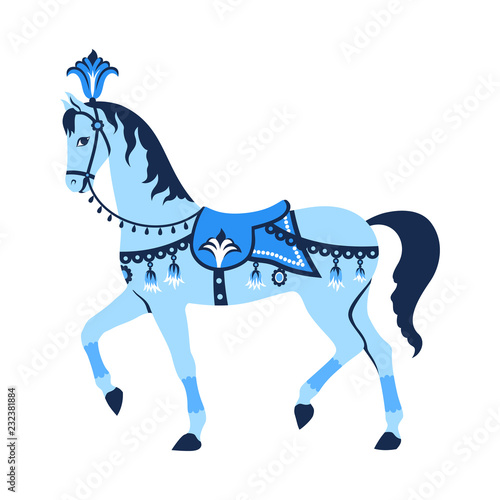 Blue carousel horse.