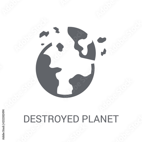 Destroyed planet icon. Trendy Destroyed planet logo concept on white background from Astronomy collection