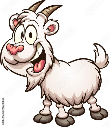 Happy cartoon goat. Vector clip art illustration with simple gradients. All in a single layer. 