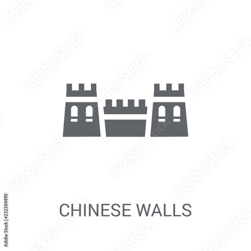 Chinese walls icon. Trendy Chinese walls logo concept on white background from business collection