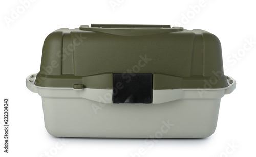 Box for fishing tackle on white background