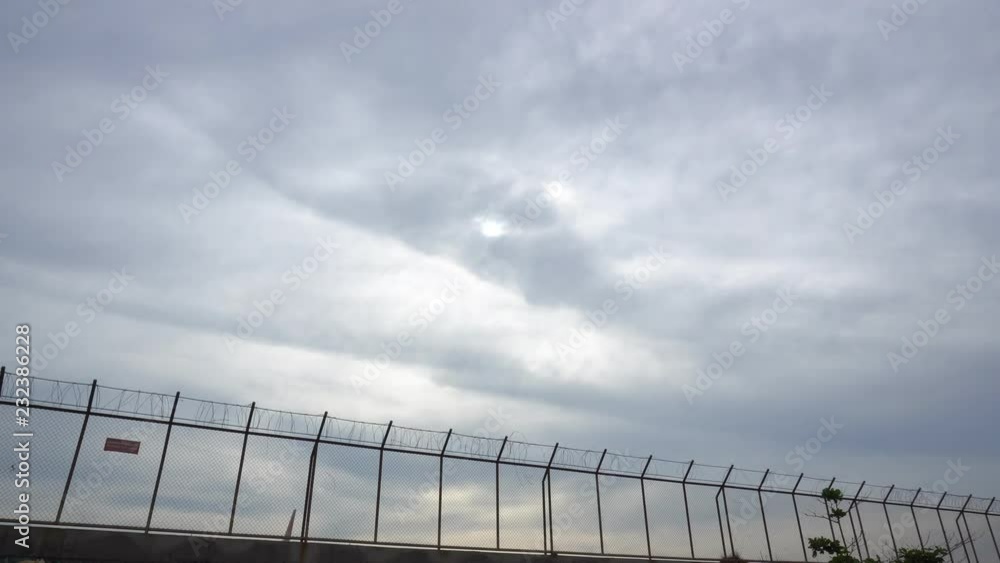 Restricted area fence and Passenger airplane landing Restricted area fence and Passenger airplane landing