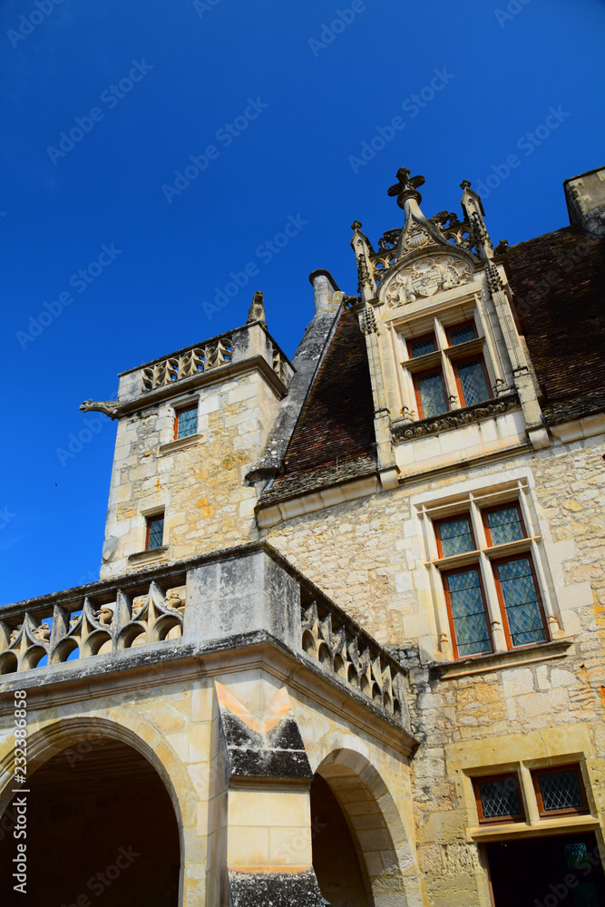 Facade of the Chateau de Milandes in the Dordogne region of France