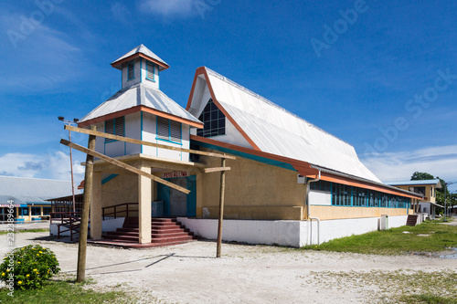 Most prominent building on Funafuti atoll is Fetu Ao Lima (Morning Star Church) of the Church of Tuvalu. Polynesia, Oceania, South Pacific Ocean. photo