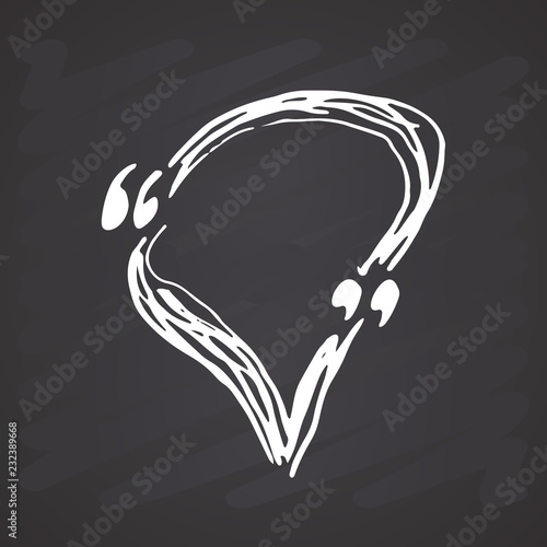 Quote box or quotation frame hand drawn sketch doodle vector illustration, on chalkboard background