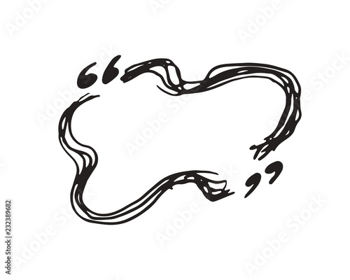 Quote box or quotation frame hand drawn sketch doodle vector illustration, isolated on white background