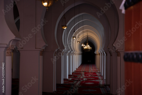 Inside of the mosque in Marralesh Morocco