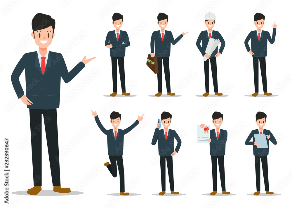 Businessman working character set vector design. Cartoon animated character. Businessman working character set vector design. Cartoon animated character.