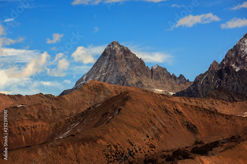 High altitude martian landscape  highlands around Xinduqiao - Ganzi Tibetan Autonomous Prefecture  Sichuan Province China. Chinese landscape - Yaha Pass near Gongga Mountain  Minya Konka. Jagged Peaks