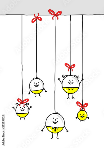 Cartoon Christmas Balls Funny Family