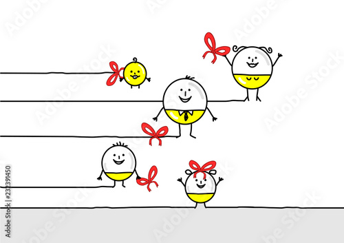 Cartoon Christmas Balls Funny Family