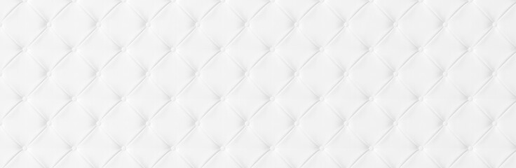 Wide Light white luxury upholstery sofa texture background concept for clean gray vintage leather furniture pattern wallpaper, Panoramic elegant armchair mattress surface detail, real material.