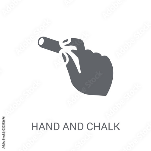 Hand and Chalk icon. Trendy Hand and Chalk logo concept on white background from Hands collection