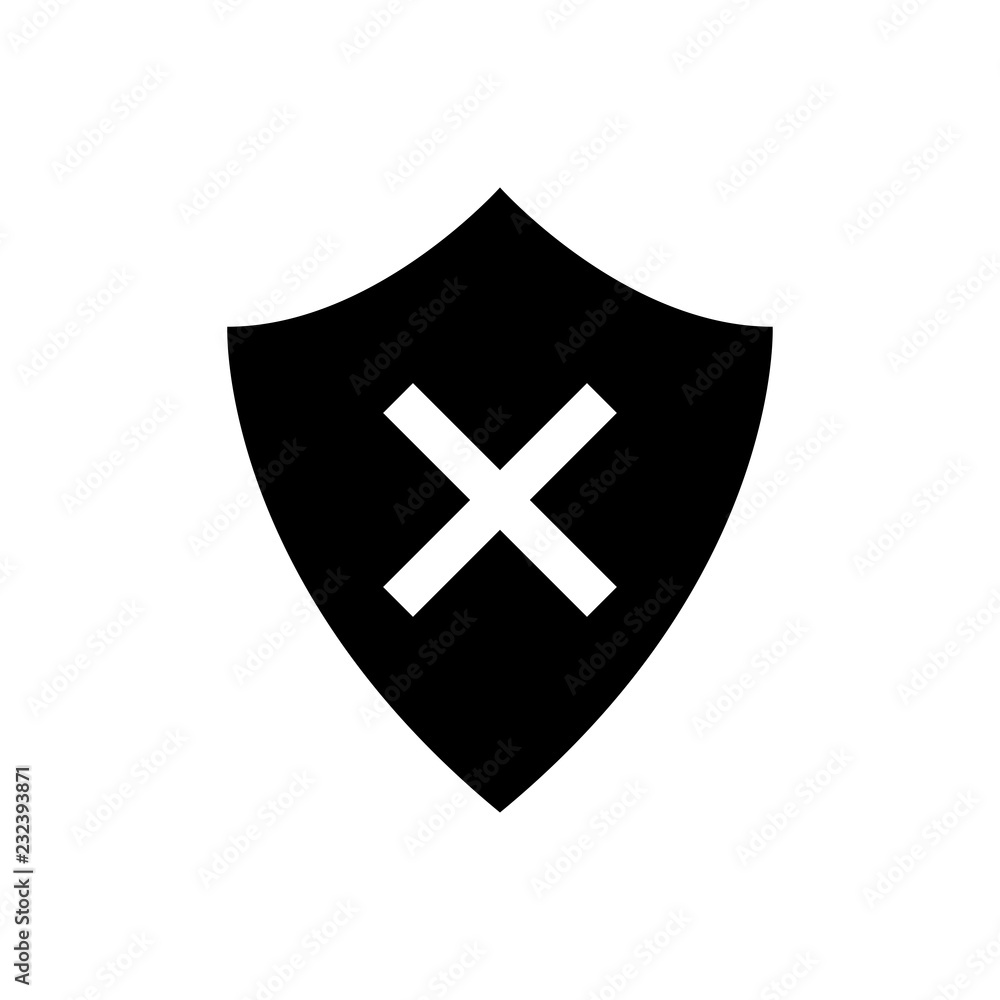 Fototapeta premium Shield and cross glyph icon