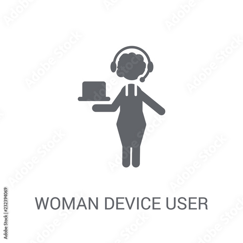 Woman Device User icon. Trendy Woman Device User logo concept on white background from Ladies collection