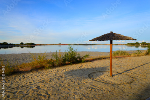 Villafranca de los Caballeros, Spain - November 1, 2018: Recreation area of the Villafranca de los Caballeros lagoon.