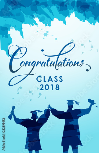 Graduation silhouette in water colors