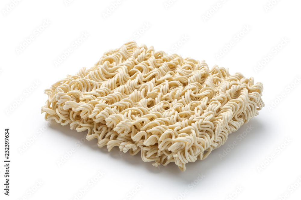 Dry instant noodles on white background Dry instant noodles on white background