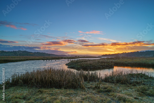 Sunset at Lynch Cove Wetlands Washington State