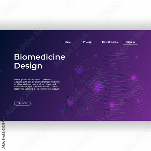 Medicine design of landing page with abstract gradient dna recombinant colorful background template. Vector illustration eps 10.