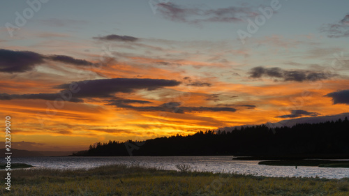 Sunset at Lynch Cove Wetlands Washington State