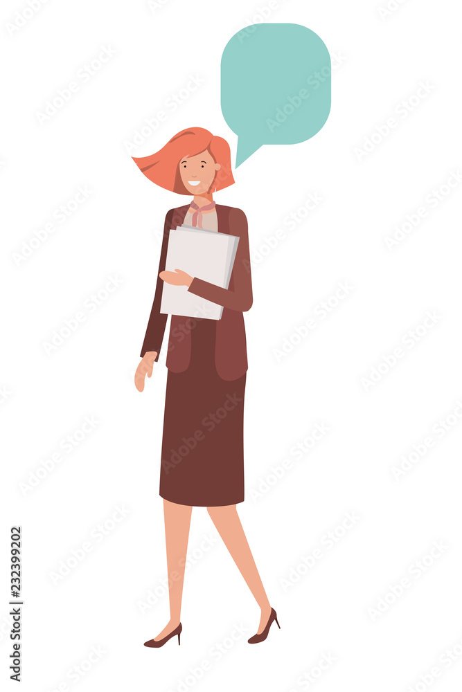 business woman wit book and speech bubble business woman wit book and speech bubble