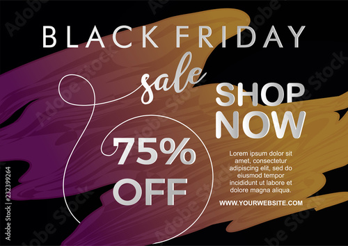 Black friday sale banner vector illustration with trendy neon liquid and single one line creative paper cut art style background for web internet marketing and print.