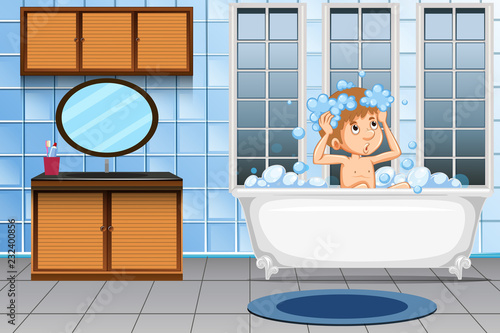 A man taking a bath