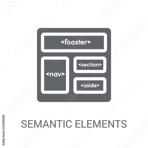 Semantic elements icon. Trendy Semantic elements logo concept on white background from Technology collection