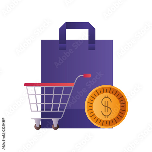 shopping bag with shopping cart and