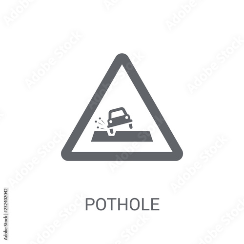 Pothole sign icon. Trendy Pothole sign logo concept on white background from Traffic Signs collection