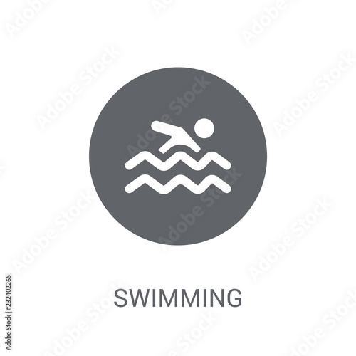 Swimming sign icon. Trendy Swimming sign logo concept on white background from Traffic Signs collection